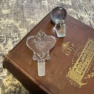 2 Vintage Crystal Glass Bottle Decanter Stoppers ONLY